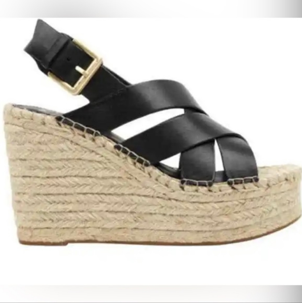 Marc Fisher LTD Leather Strappy Espadrille Wedge Sz11 - Worn Once